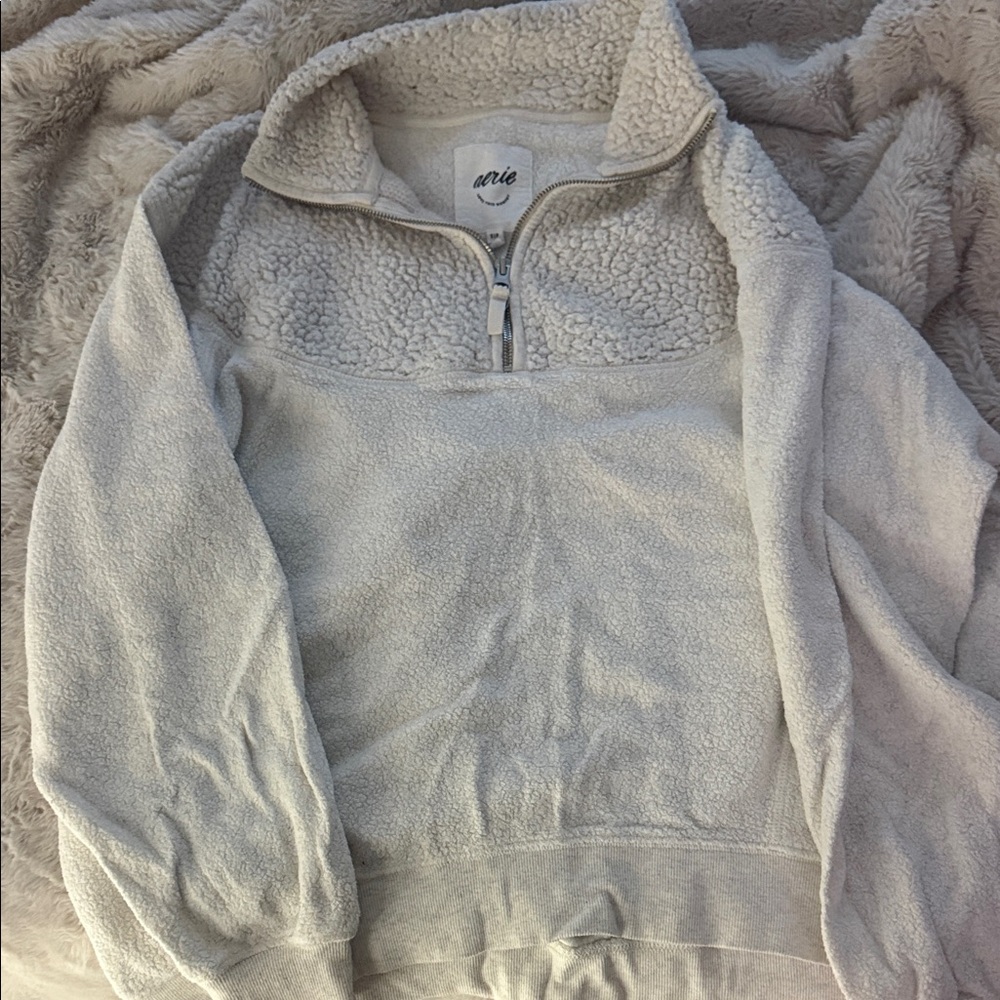 Aerie Gray Crew Neck Sweater Soft Knit Casual